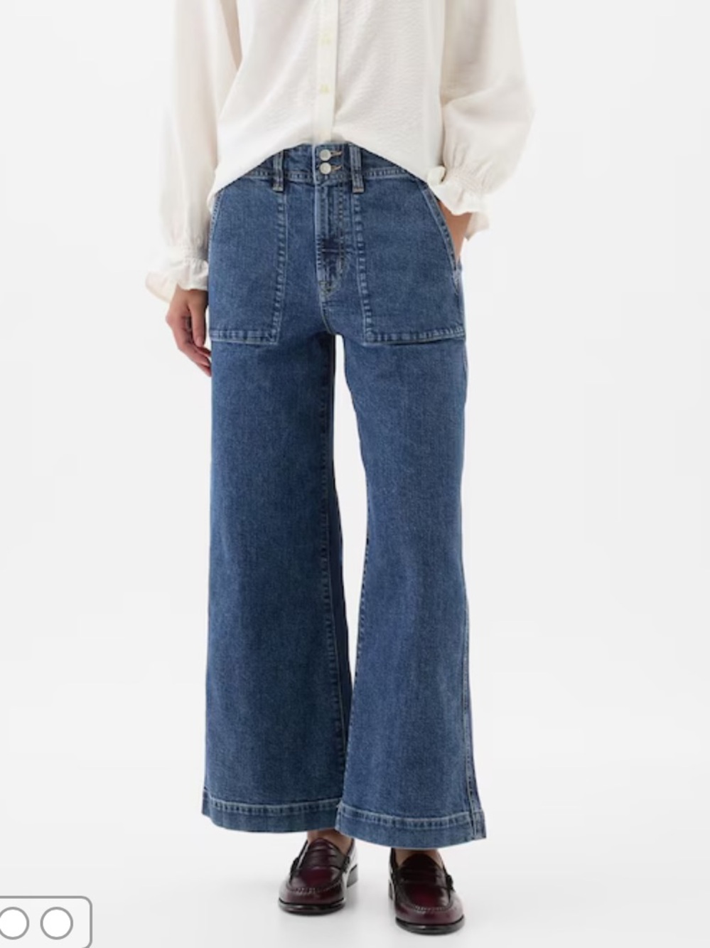 GAP Hi Rise Wide-Leg Crop Jeans - Blue Denim 28